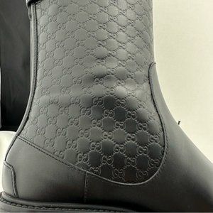 GUCCI  UNCLE LENGTH BLACK LEATHER WITH   MICRO GUCCI